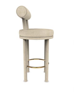 Collector Modern Moca Bar Fully Upholstered in Safire Beige Fabric by Studio Rig
