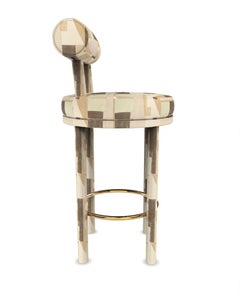 Collector Modern Moca Bar Chair Fully Upholstered in Silt Fabric by Studio Rig