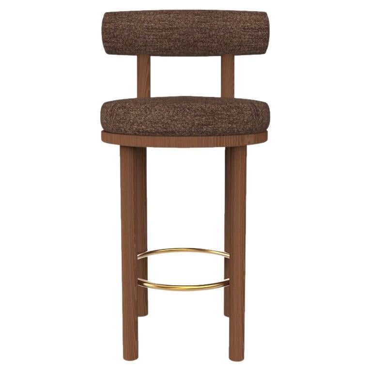Collector Modern Moca Bar Chair in Tricot Brown Fabric and Oak by Studio Rig For Sale
