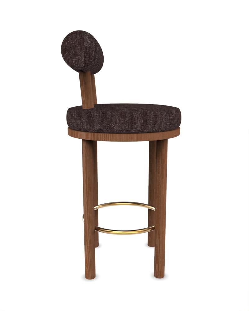 Contemporary Modern Moca Bar Chair in Tricot Dark Brown Fabric and Smoked Oak by Studio Rig for Collector Studio

A chair that mixes both modern and classical design approaches.
Designed to hug the body, durable and solid chair features a body