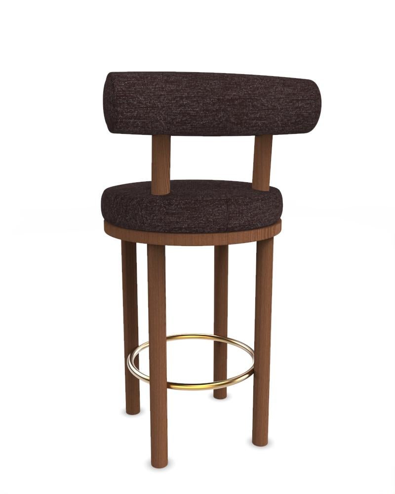 Collector Modern Moca Bar Chair Tricot  Dark Brown Fabric and Oak by Studio Rig In New Condition For Sale In Castelo da Maia, PT