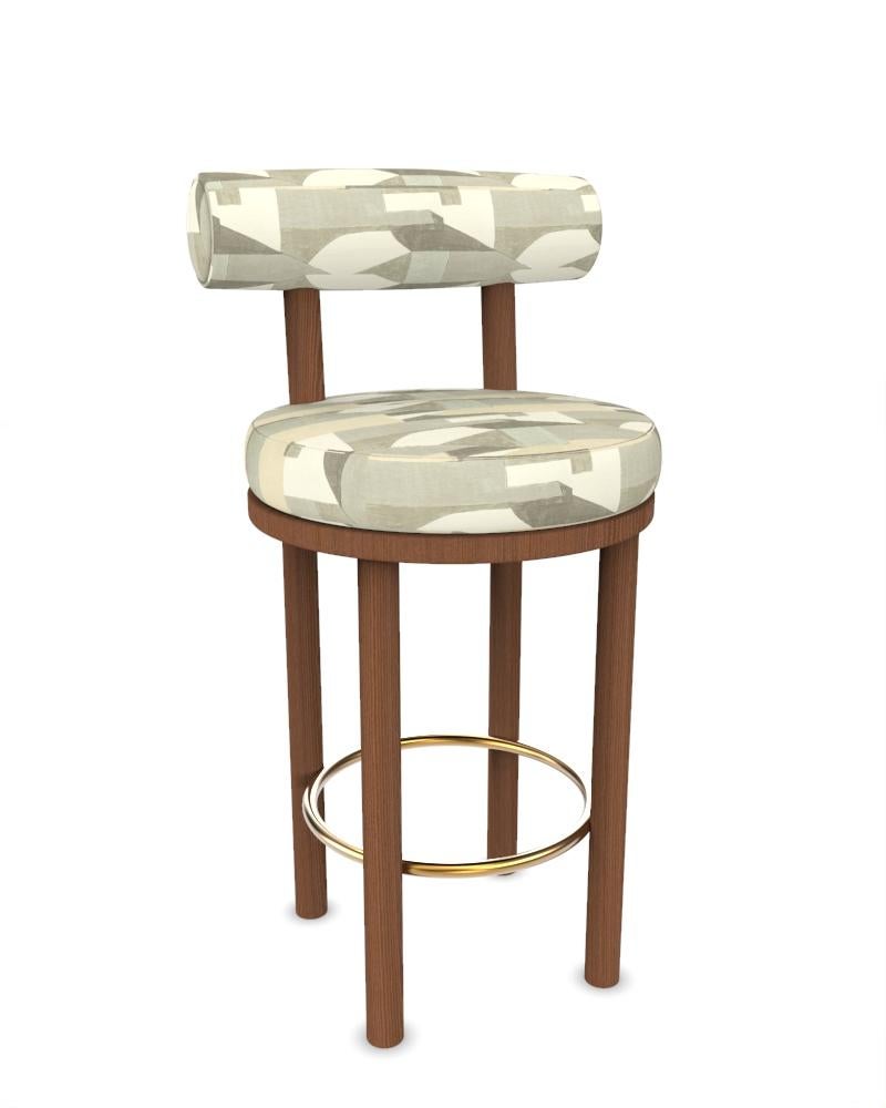 Portuguese Collector Modern Moca Bar Chair Upholstered in Alabaster Fabric by Studio Rig For Sale