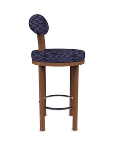 Collector Modern Moca Bar Chair Upholstered in Blue Fabric by Studio Rig