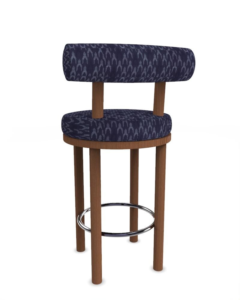 Collector Modern Moca Bar Chair Upholstered in Blue Fabric by Studio Rig In New Condition For Sale In Castelo da Maia, PT
