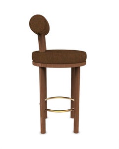 Chaise de bar Moca moderne Collector recouverte d'un tissu chocolat par Studio Rig