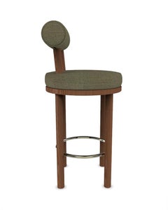 Collector Modern Chaise de bar Moca recouverte de tissu Safire Green par Studio Rig