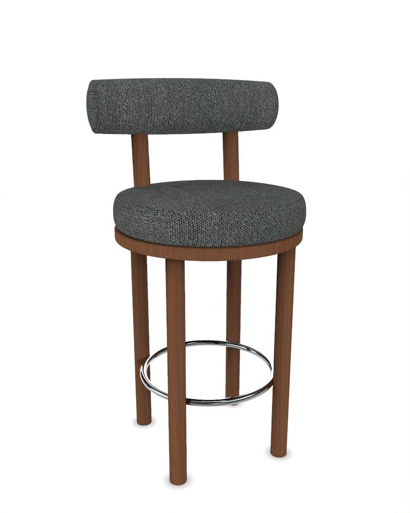 Portuguese Collector Modern Moca Bar Chair Upholstered Safire 9 Fabric by Studio Rig For Sale
