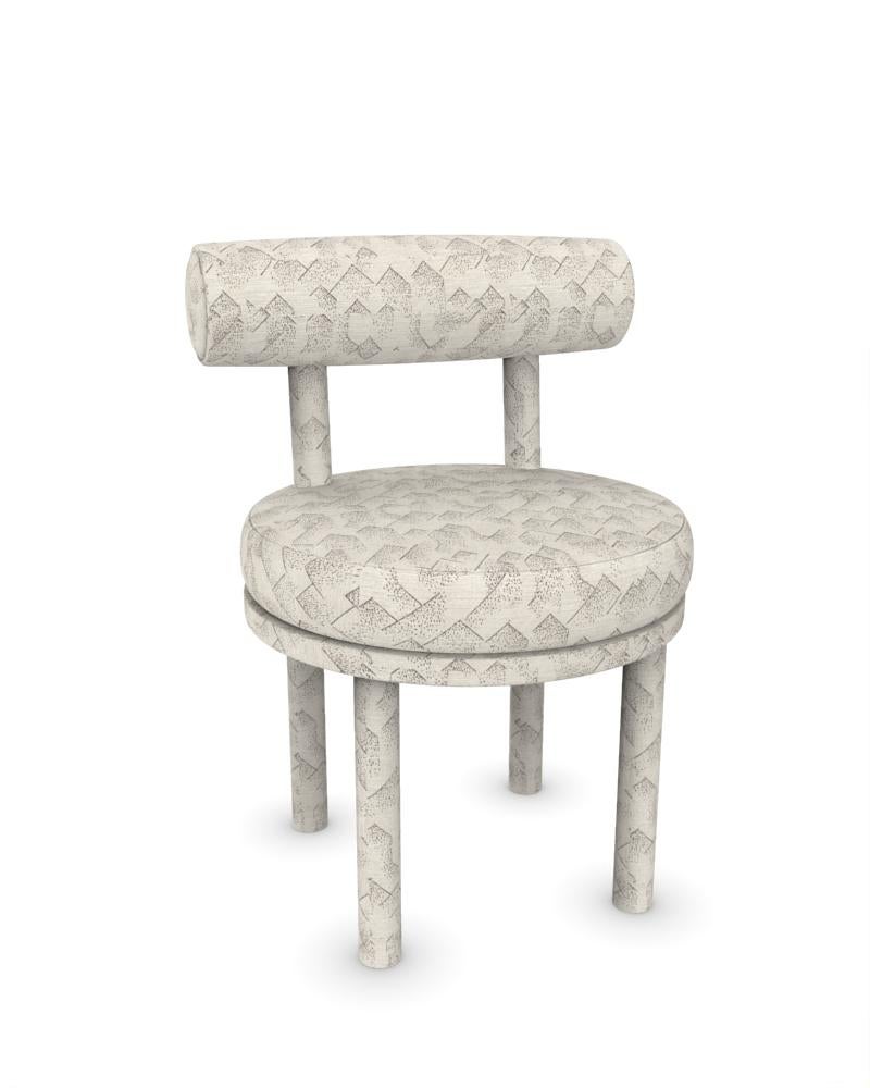 Portuguese Collector Modern Moca Chair Fully Upholstered in Ivory Fabric by Studio Rig  For Sale