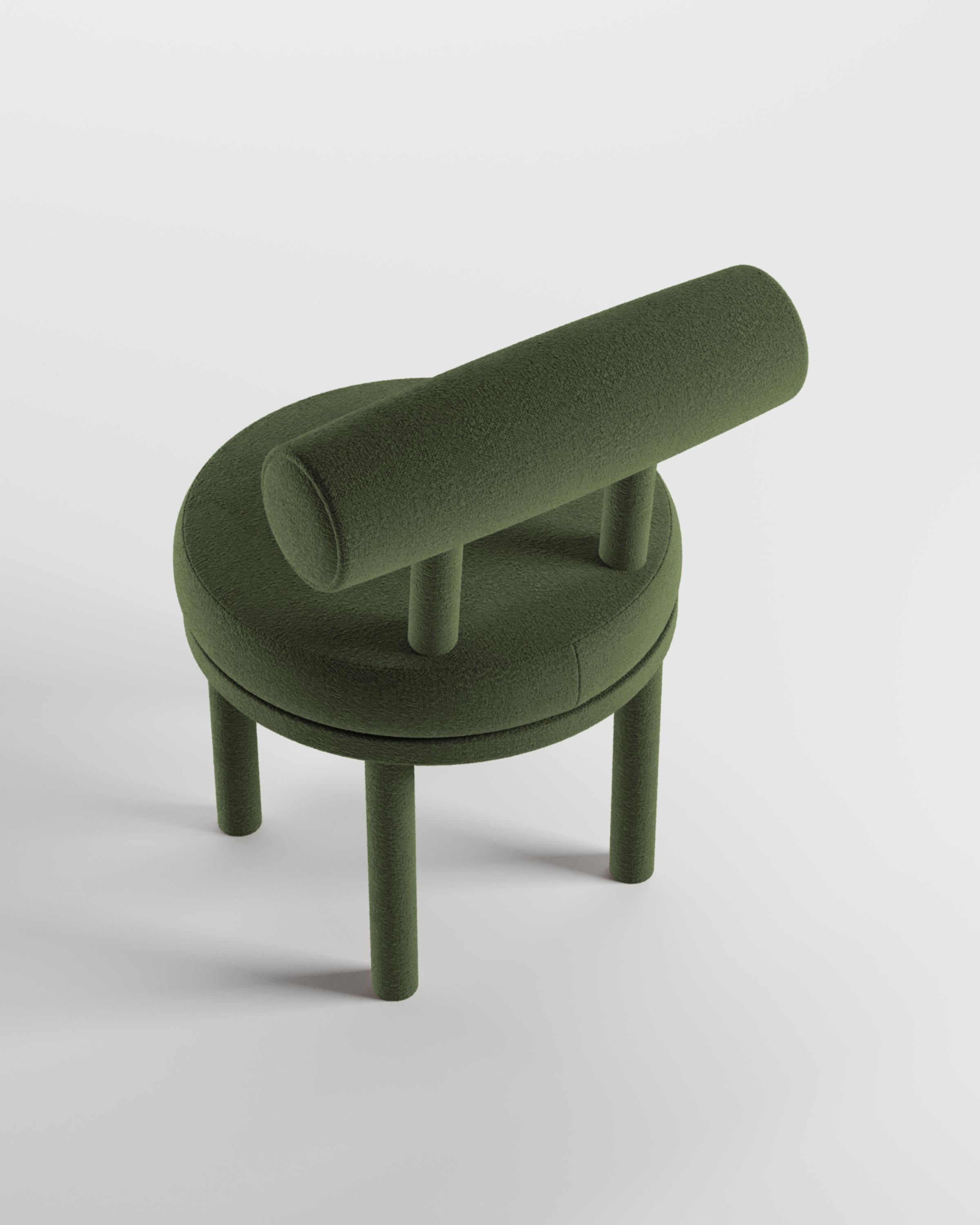 Portuguese Collector Modern Moca Chair in Bouclé Olive by Studio Rig For Sale