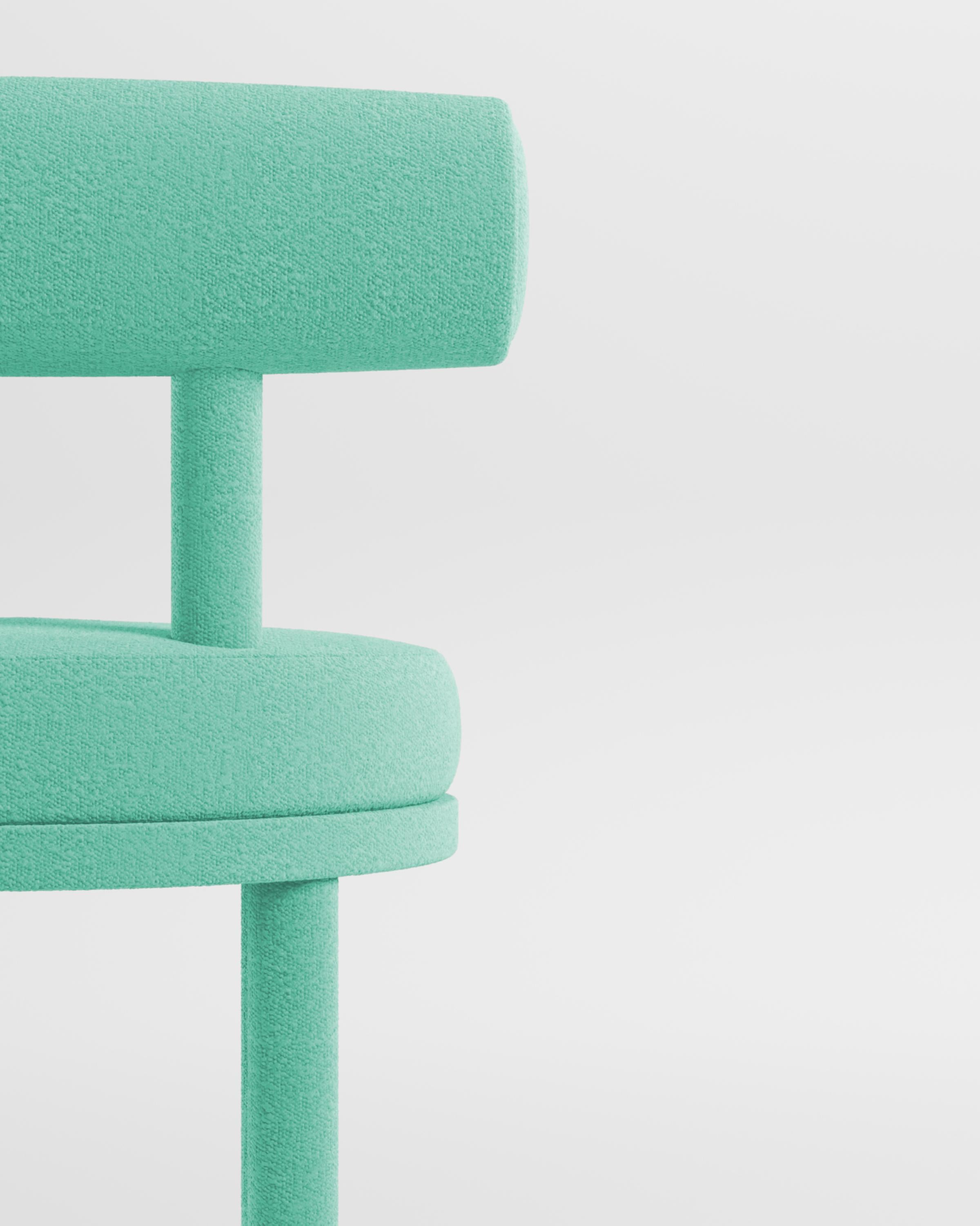 Portuguese Collector Modern Moca Chair in Bouclé Teal by Studio Rig For Sale