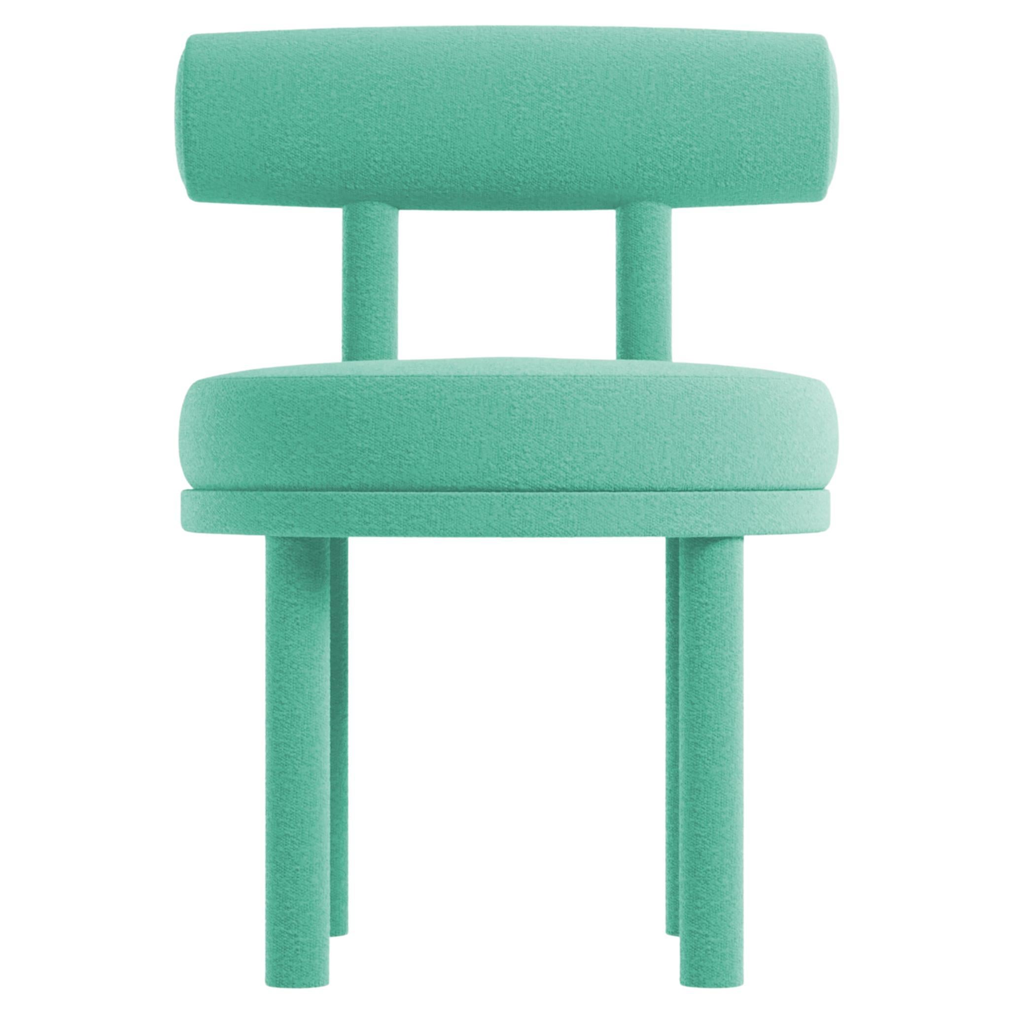 Collector Modern Moca Chair in Bouclé Teal by Studio Rig For Sale