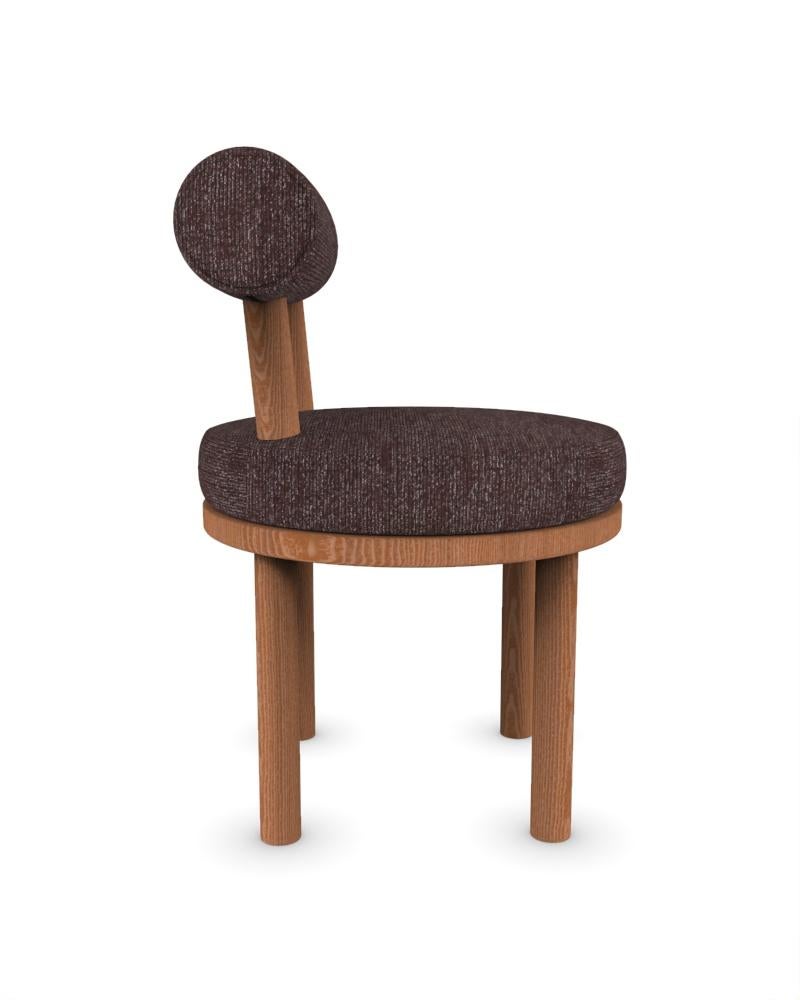 Portuguese Collector Modern Moca Chair Upholstered Dark Brown Fabric and Oak by Studio Rig  For Sale