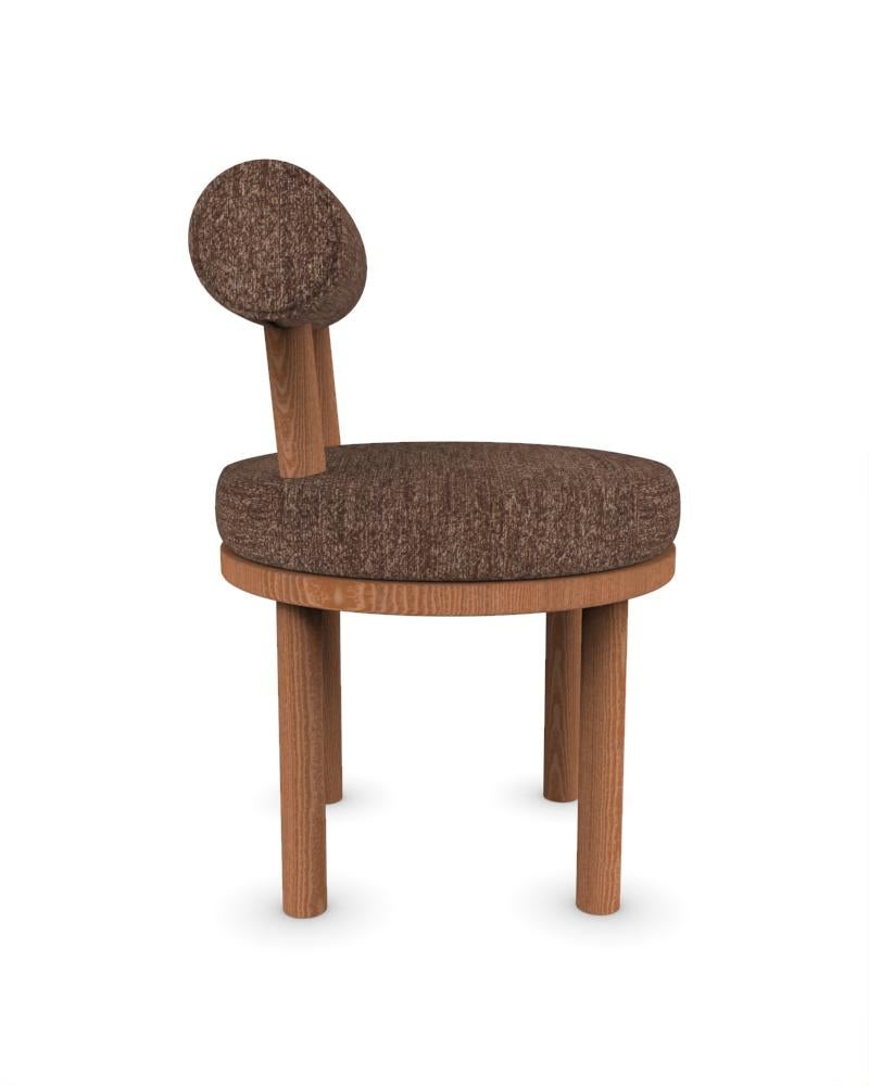 Portuguese Collector Modern Moca Chair Upholstered in Brown Fabric and Oak by Studio Rig  For Sale