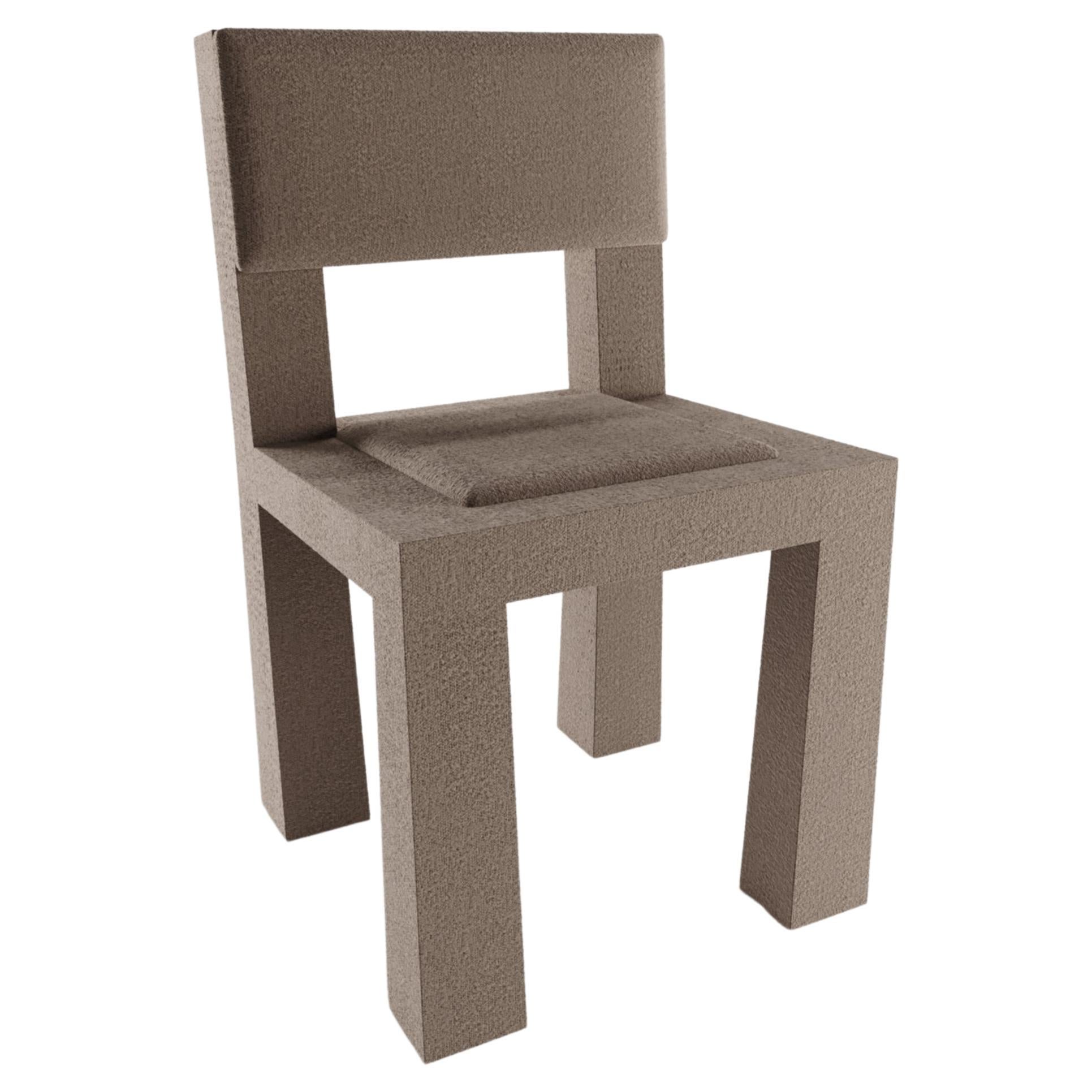 Collector Modern Raw Chair in Boucle Brown by Blanco Void For Sale