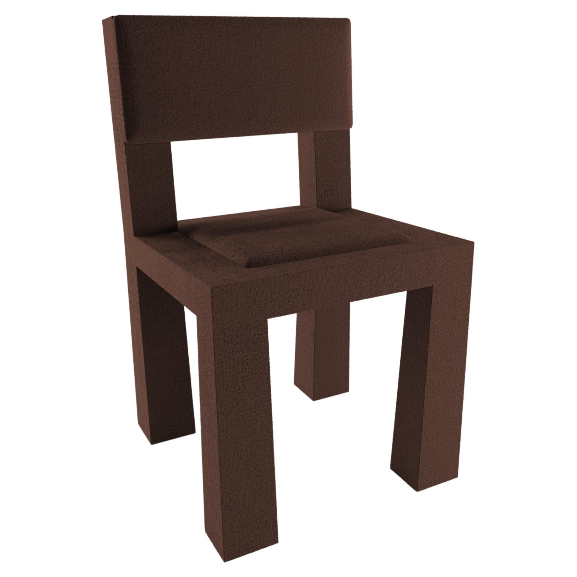 Collector Modern Raw Chair in Boucle Dark Brown by Blanco Void For Sale