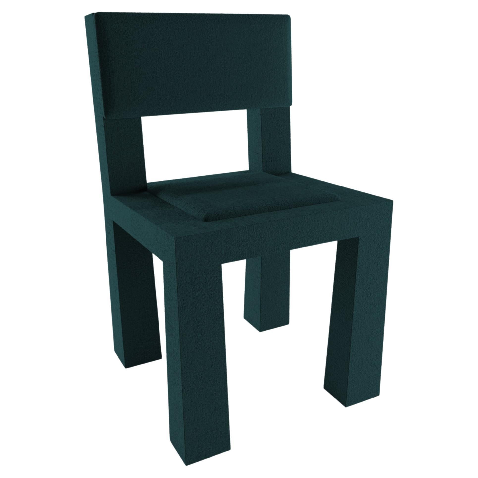 Collector Modern Raw Chair in Boucle Midnight Blue by Blanco Void For Sale