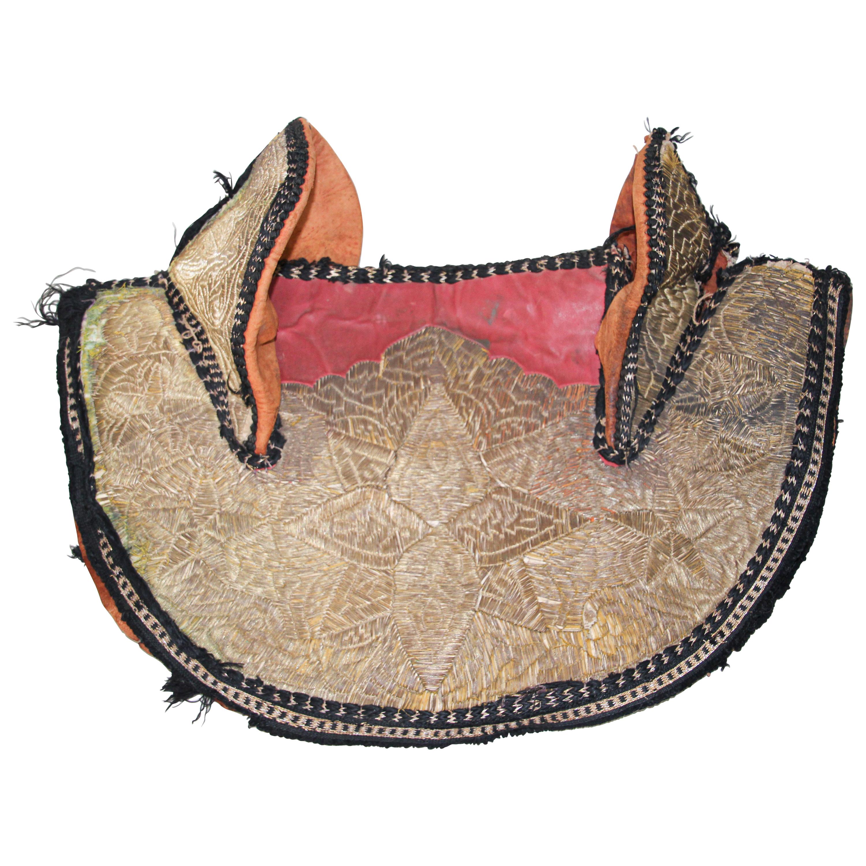 Collector Moroccan Ceremonial Gold Horse Saddle Cover For Sale