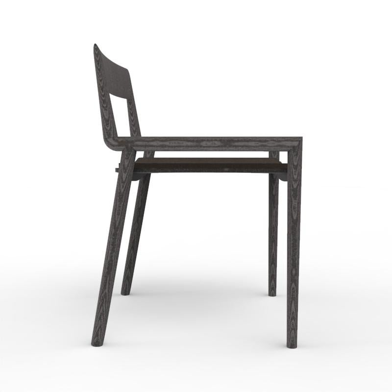 Portuguese Collector Nihon Dining Chair in Black Fabric and Black Oak by Francesco Zonca For Sale