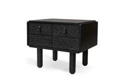 Collector Pillar Bed Side Table in Black Oak