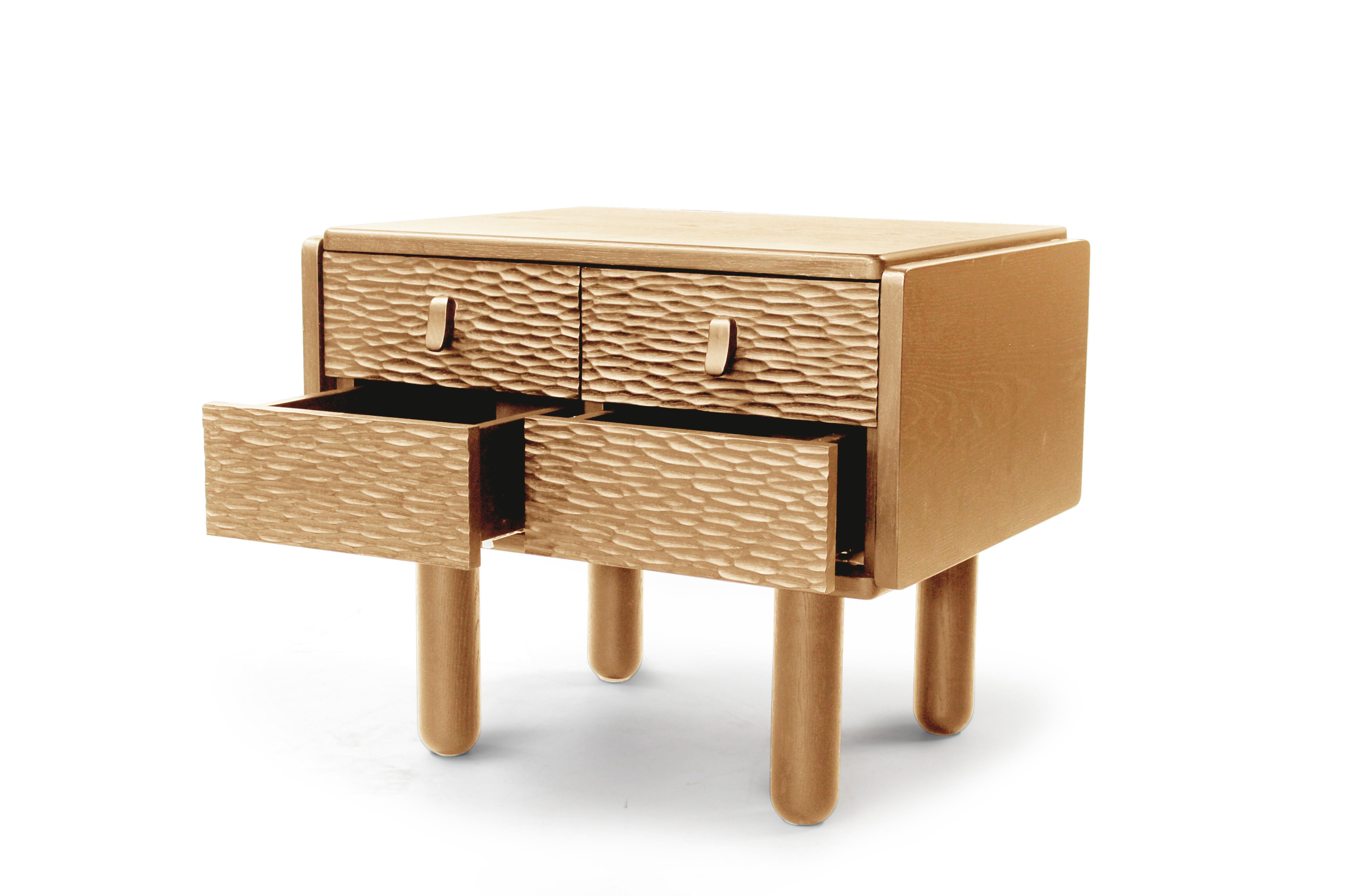Portuguese Collector Pillar Bed Side Table in Oak For Sale