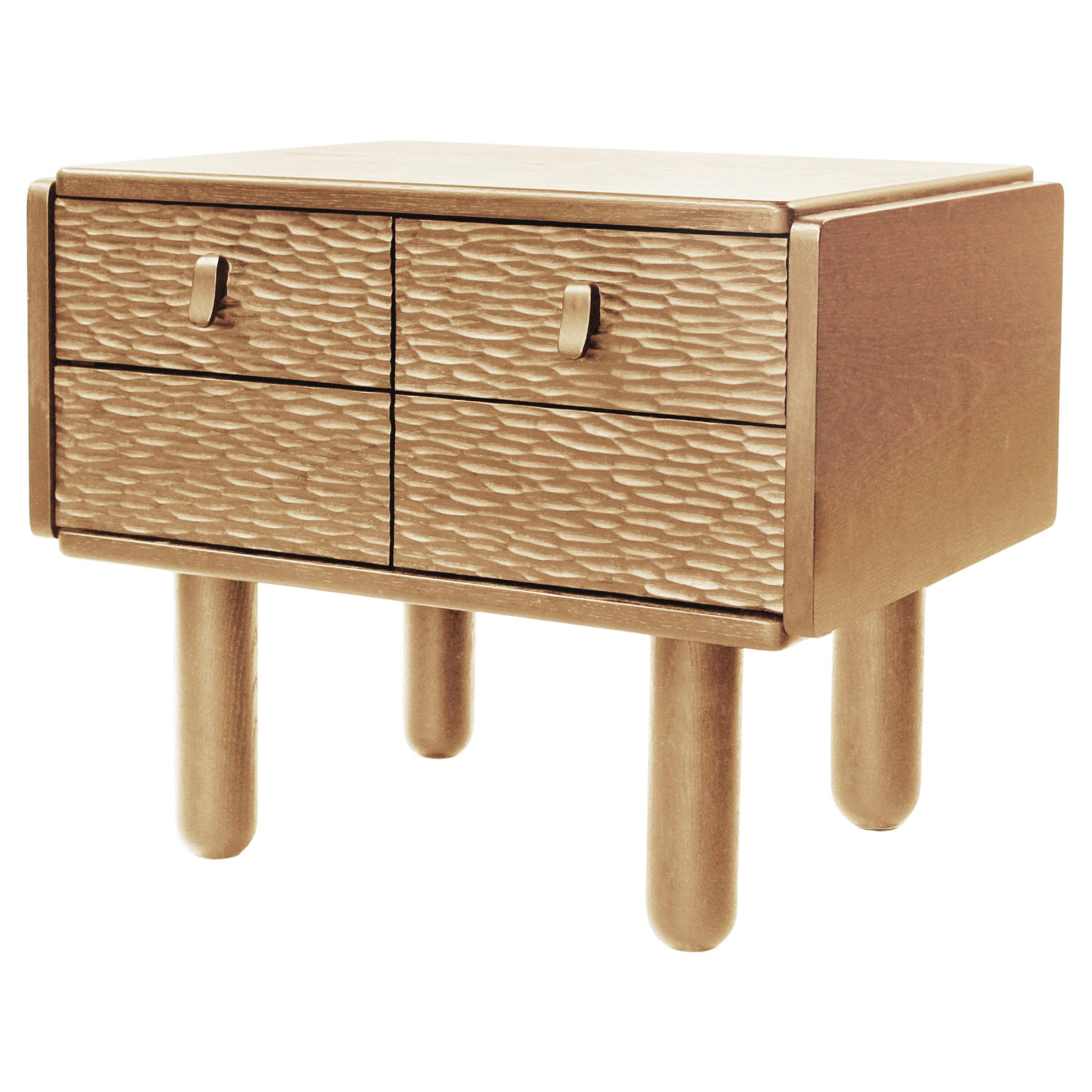 Collector Pillar Bed Side Table in Oak For Sale