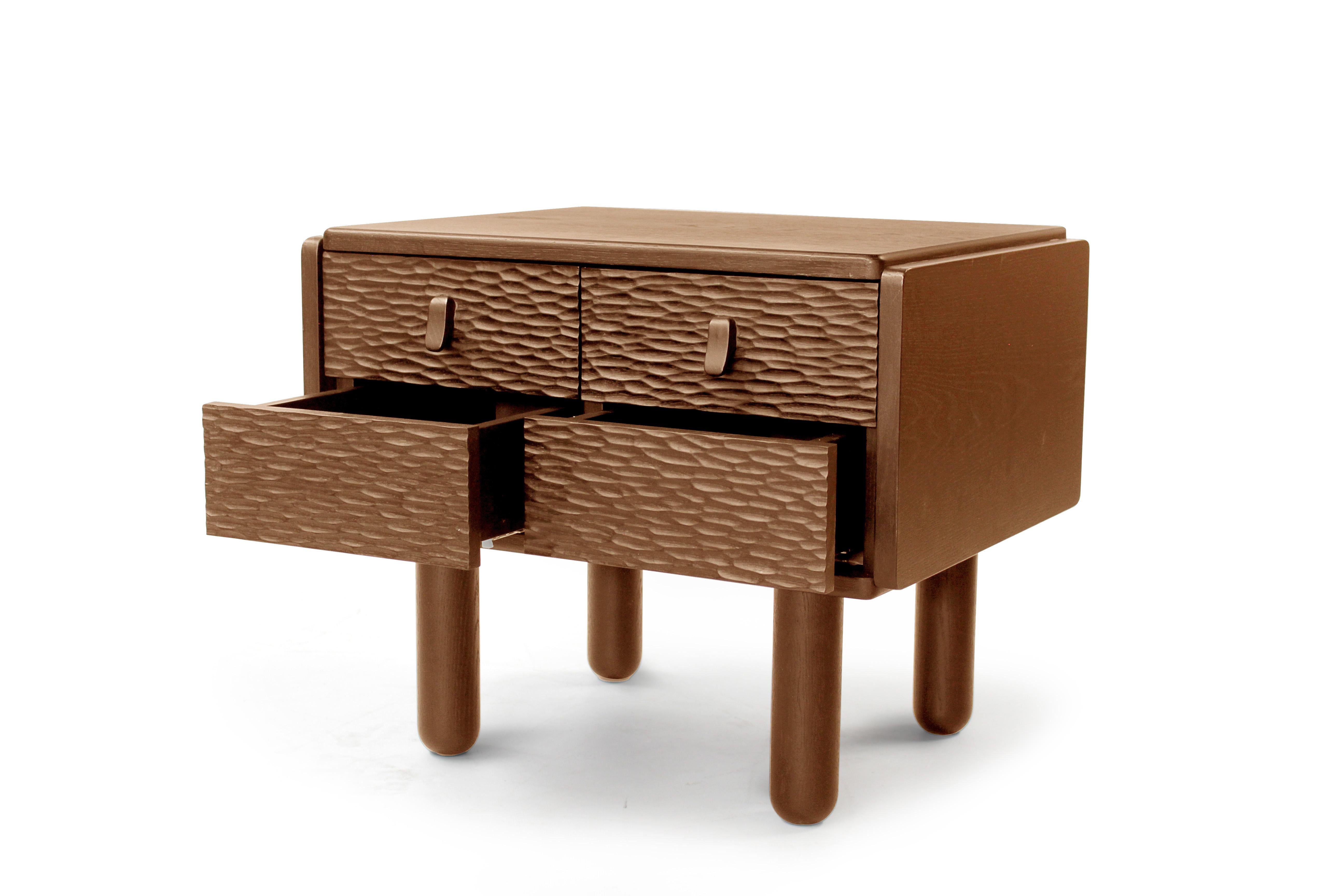 Portuguese Collector Pillar Bed Side Table in Walnut For Sale