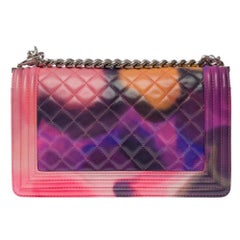 Collector Power Flower Chanel Boy medium shoulder bag in multicolor leather, PHW