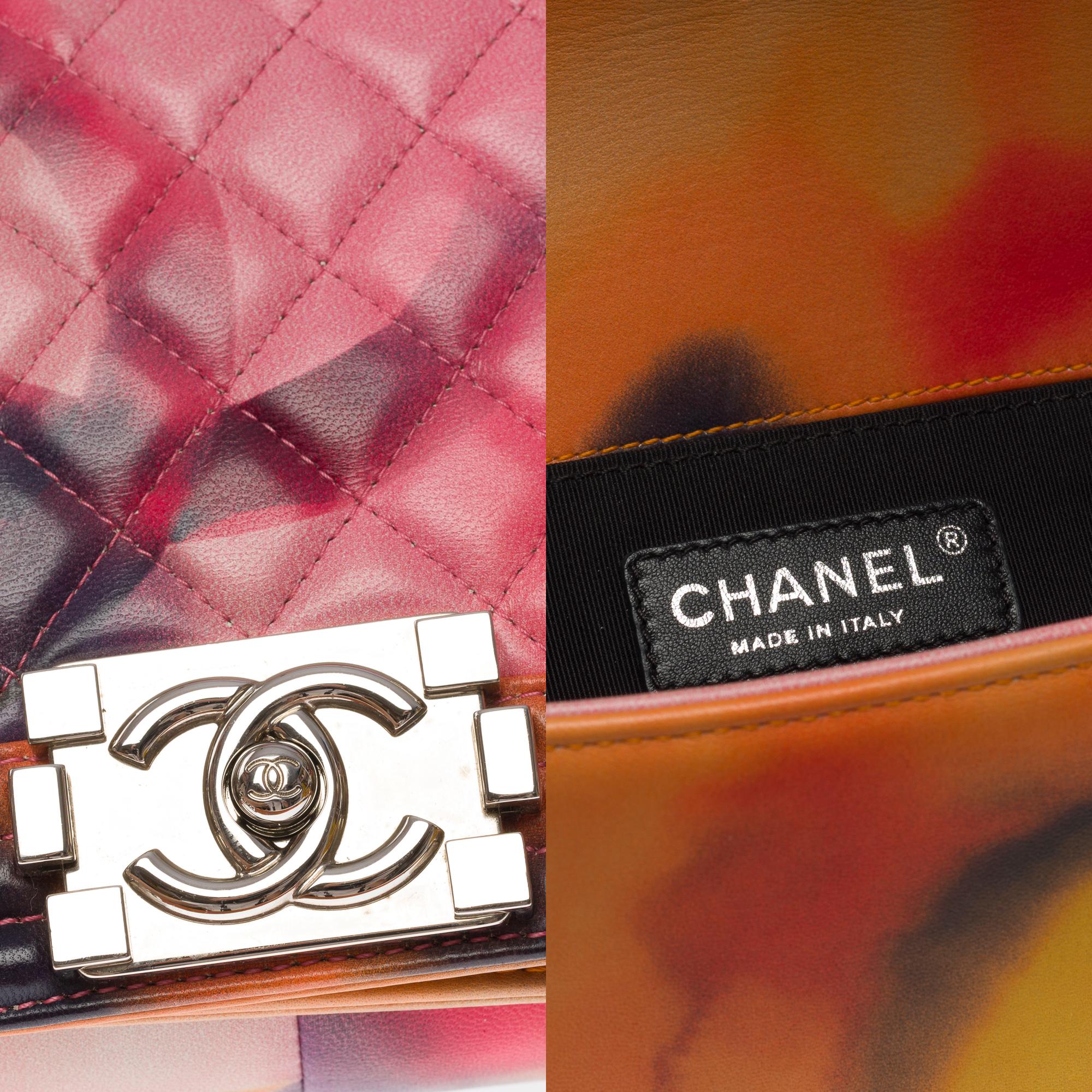 Women's Collector Power Flower Chanel Boy medium shoulder bag in multicolor leather, SHW For Sale