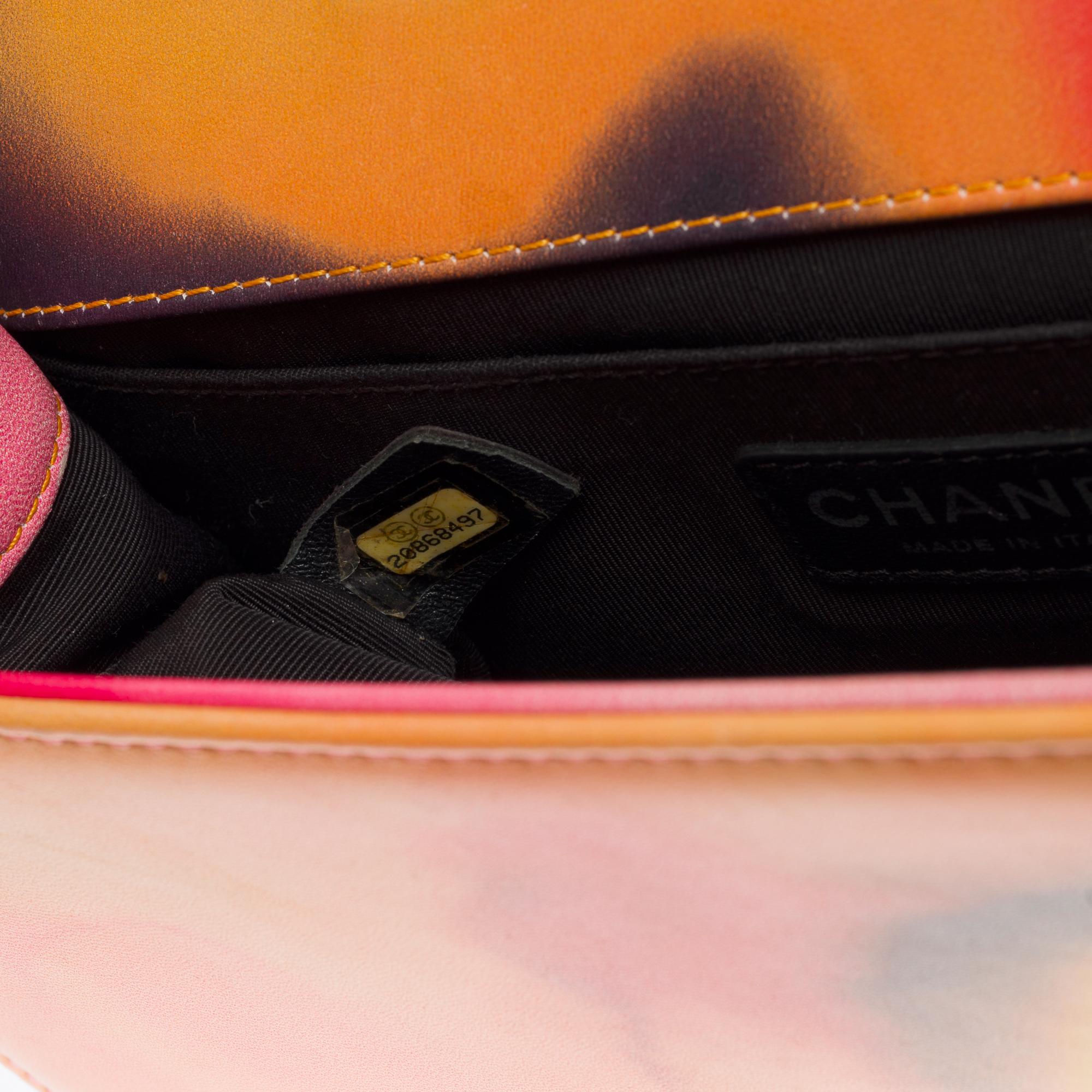 Collector Power Flower Chanel Boy medium shoulder bag in multicolor leather, SHW For Sale 2