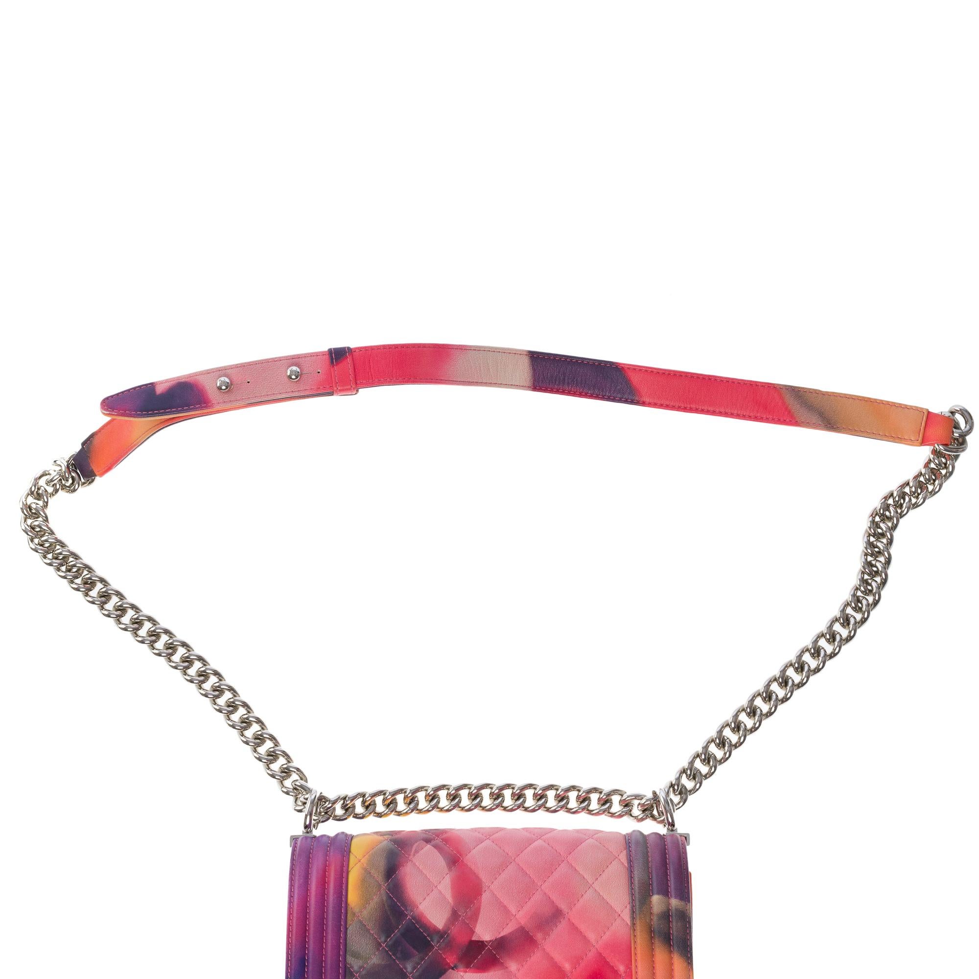Collector Power Flower Chanel Boy small shoulder bag in multicolor leather, SHW 6