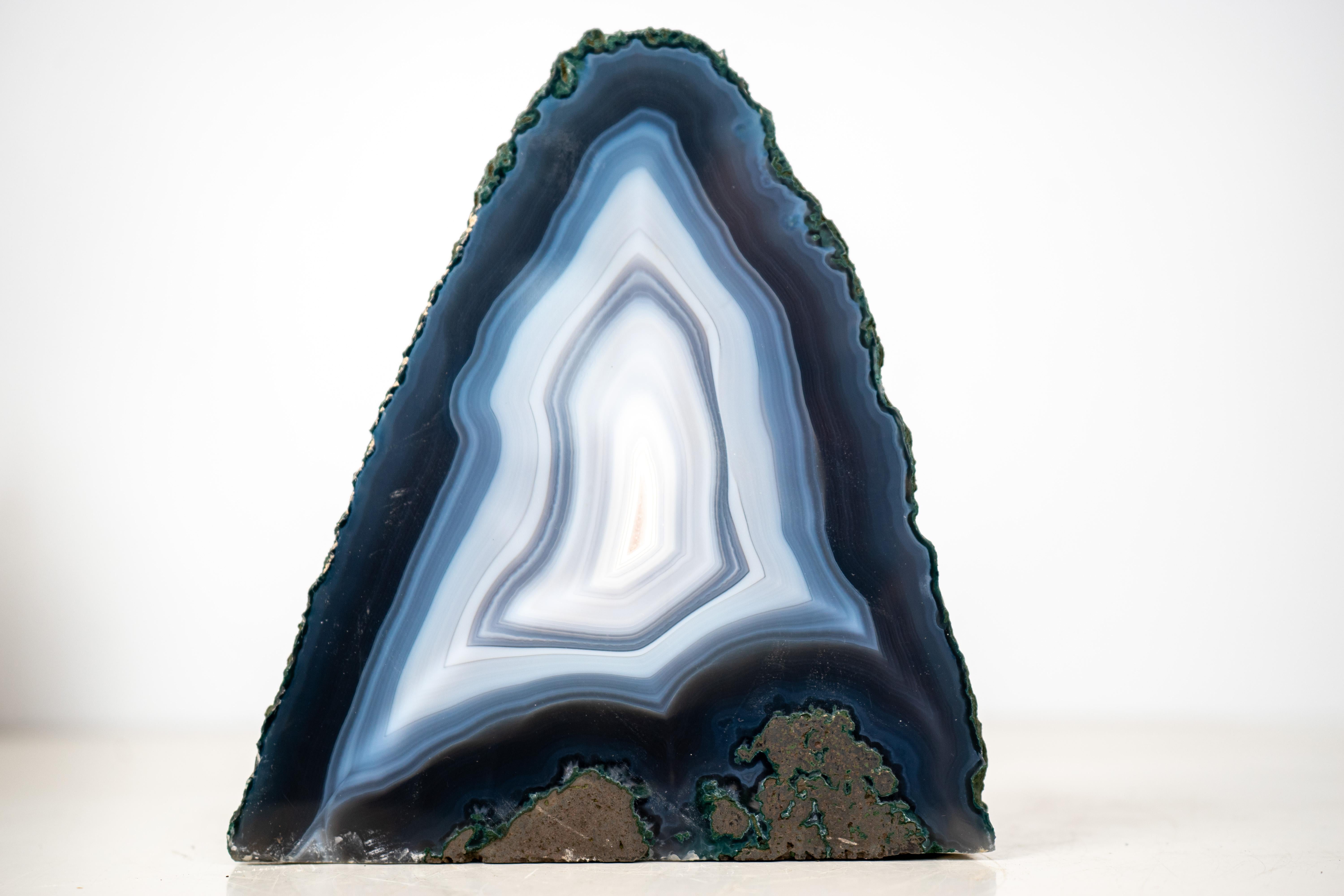 Contemporary Collector-Quality Blue & White Lace Agate Geode For Sale