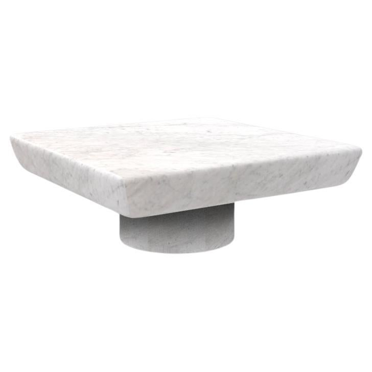 Collector Totem Center Table in Carrara Marble For Sale