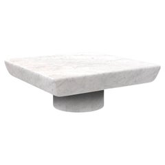 Collector Totem Center Table in Carrara Marble