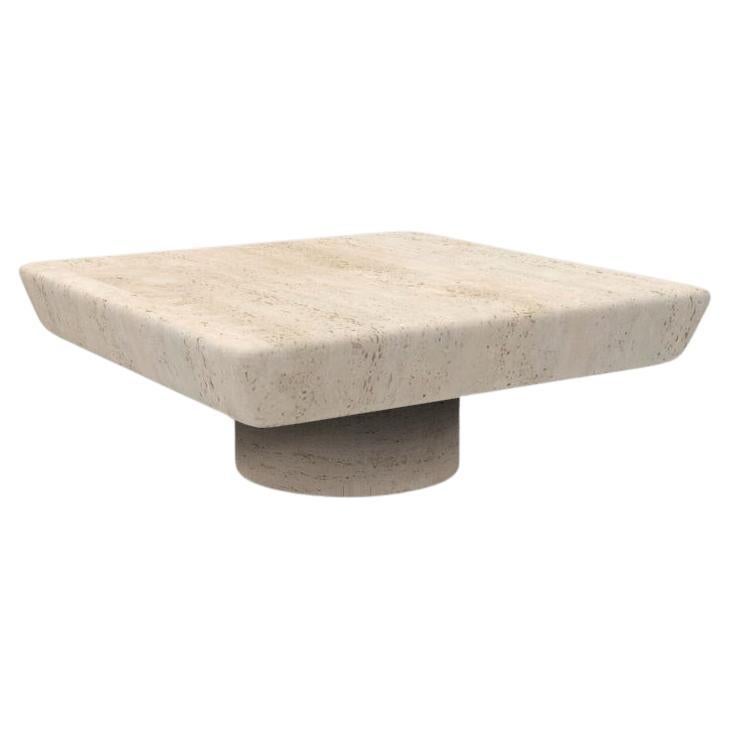 Collector Totem Center Table in Travertino Marble For Sale