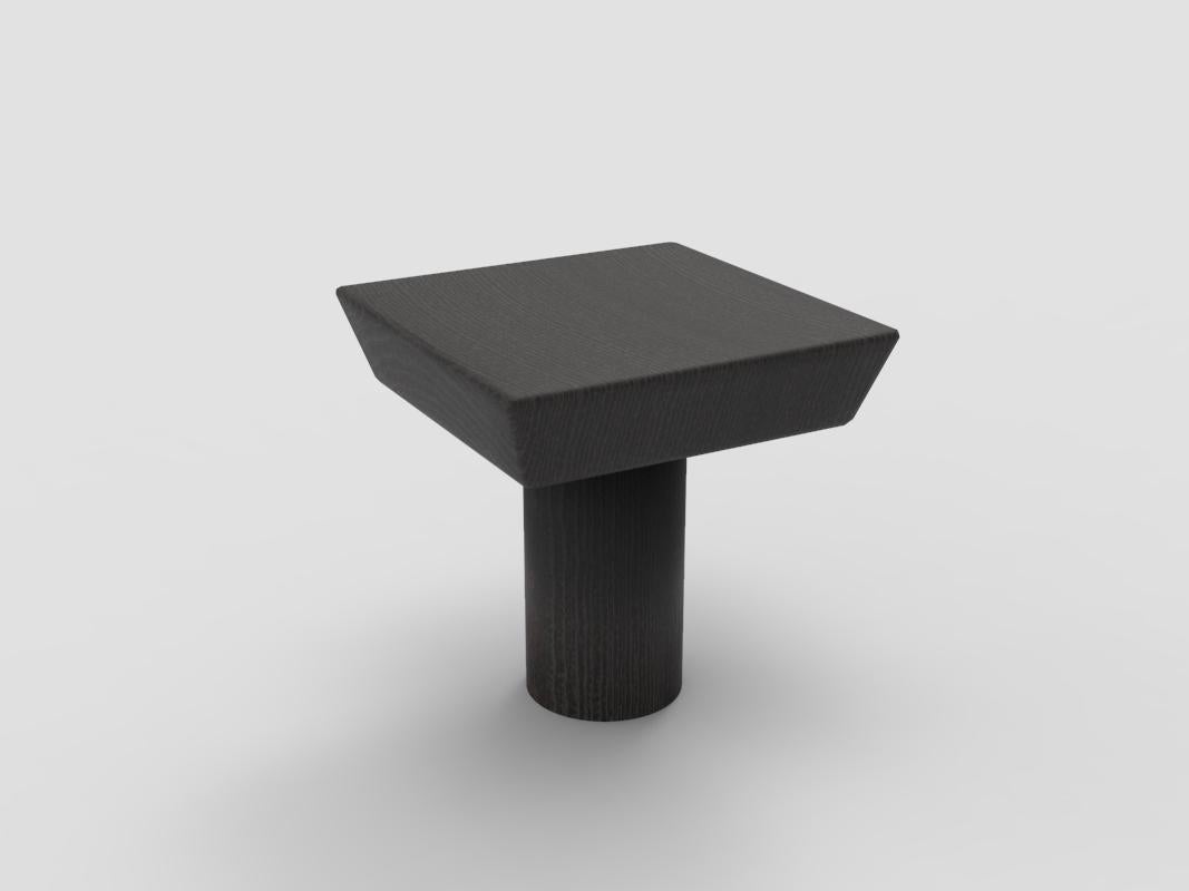 Portuguese Collector Totem Side Table in Black Oak Wood For Sale