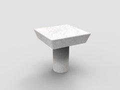 Collector Totem Side Table in Carrara Marble