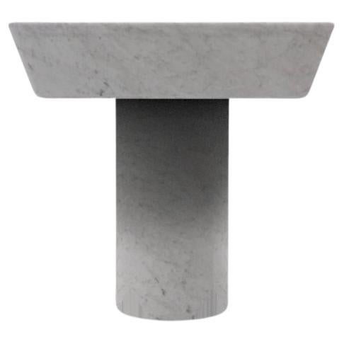 Collector Totem Side Table in Carrara Marble For Sale