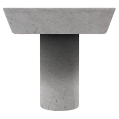 Collector Totem Side Table in Carrara Marble