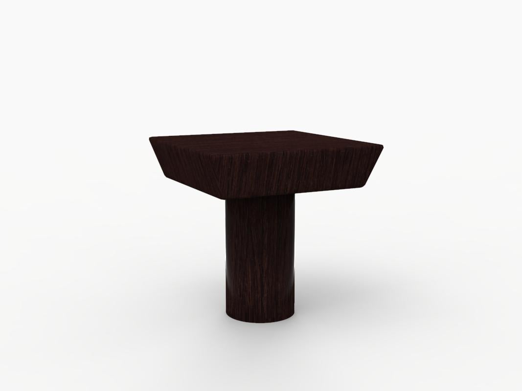 Portuguese Collector Totem Side Table in Dark Oak Wood For Sale