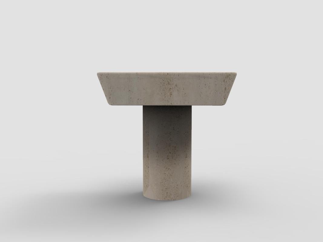 Collector Totem Side Table in Travertino Marble In New Condition For Sale In Castelo da Maia, PT