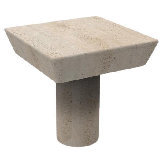 Collector Totem Side Table in Travertino Marble