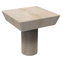 Collector Totem Side Table in Travertino Marble