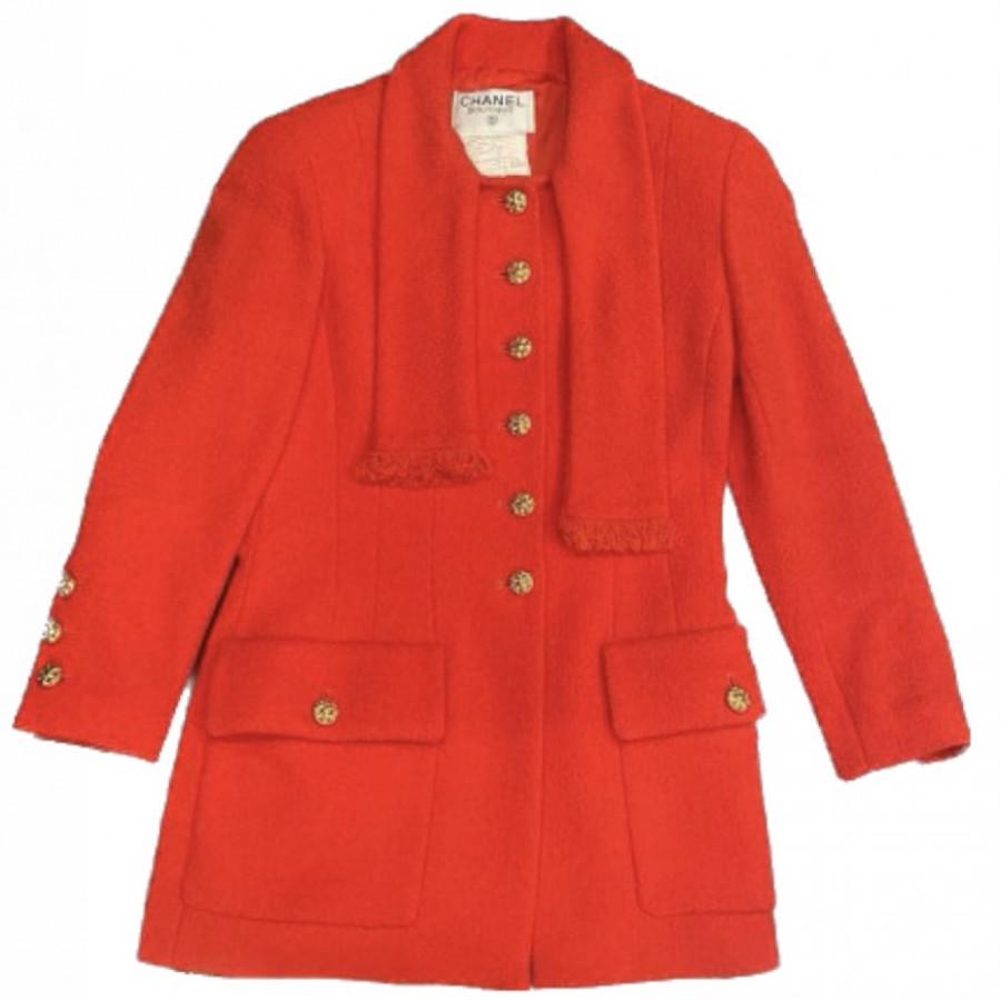 Collector vintage Chanel Veste en tweed corail en vente 2