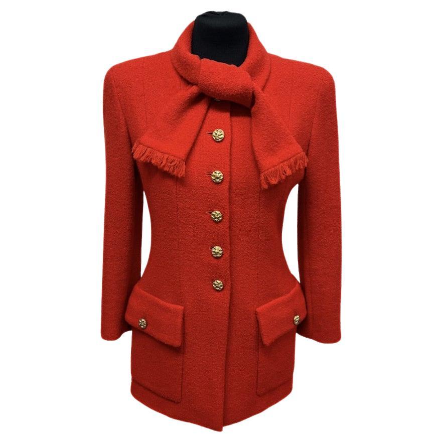 Collector vintage Chanel Veste en tweed corail en vente