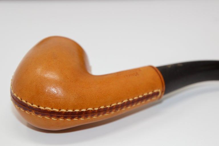 Collector Vintage Longchamp France Tan Calf Leather Wrapped Tobacco Pipe at  1stDibs