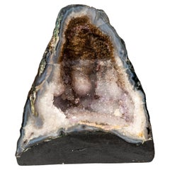 Collector’s Bi-Color Agate Geode with Sparkly Sugar Druzy and White Amethyst