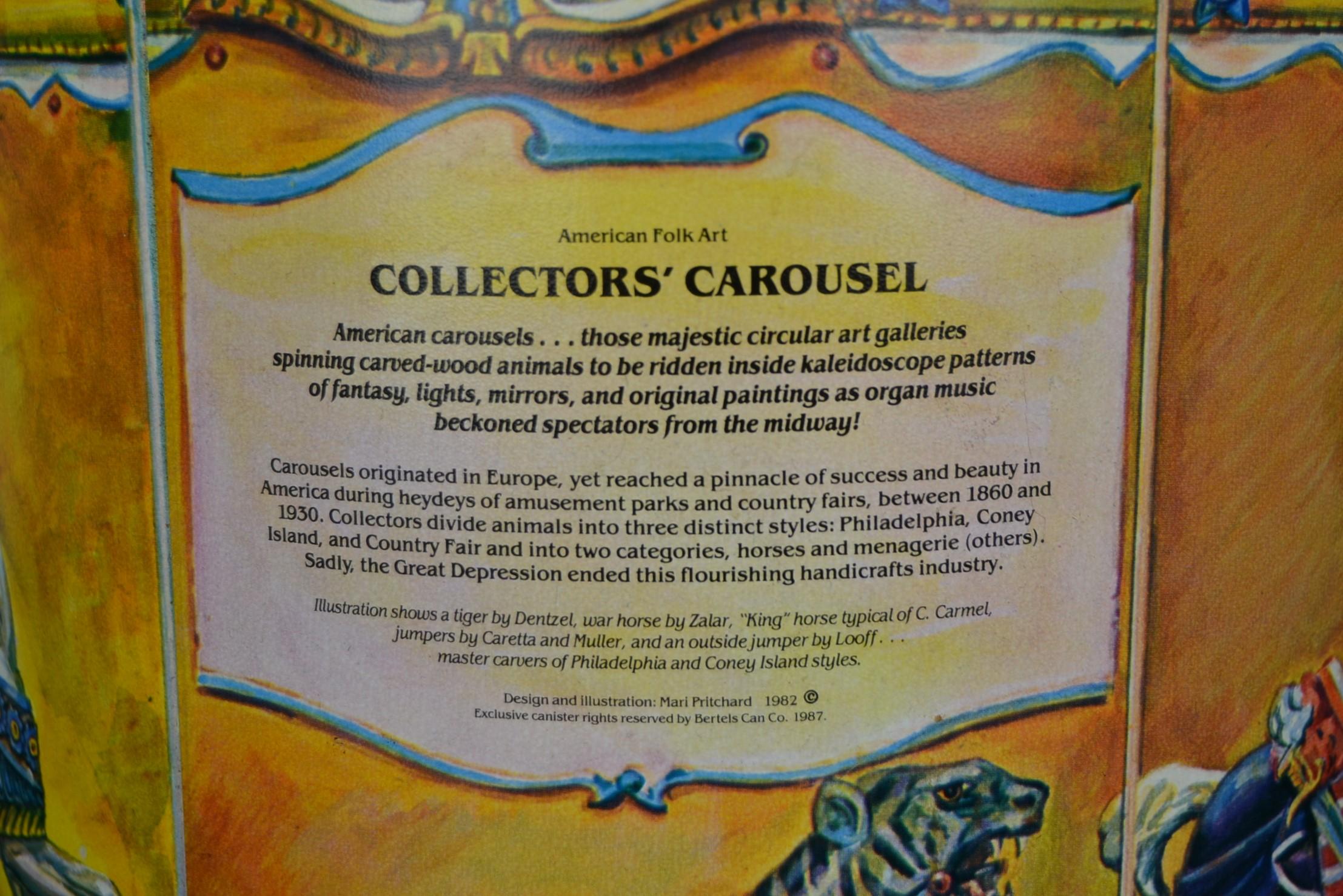 North American Collector's Carousel Tin, Mari Pritchard, 1982 For Sale