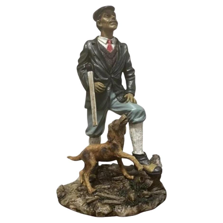Collectors Country Man with Dog Figurine For Sale