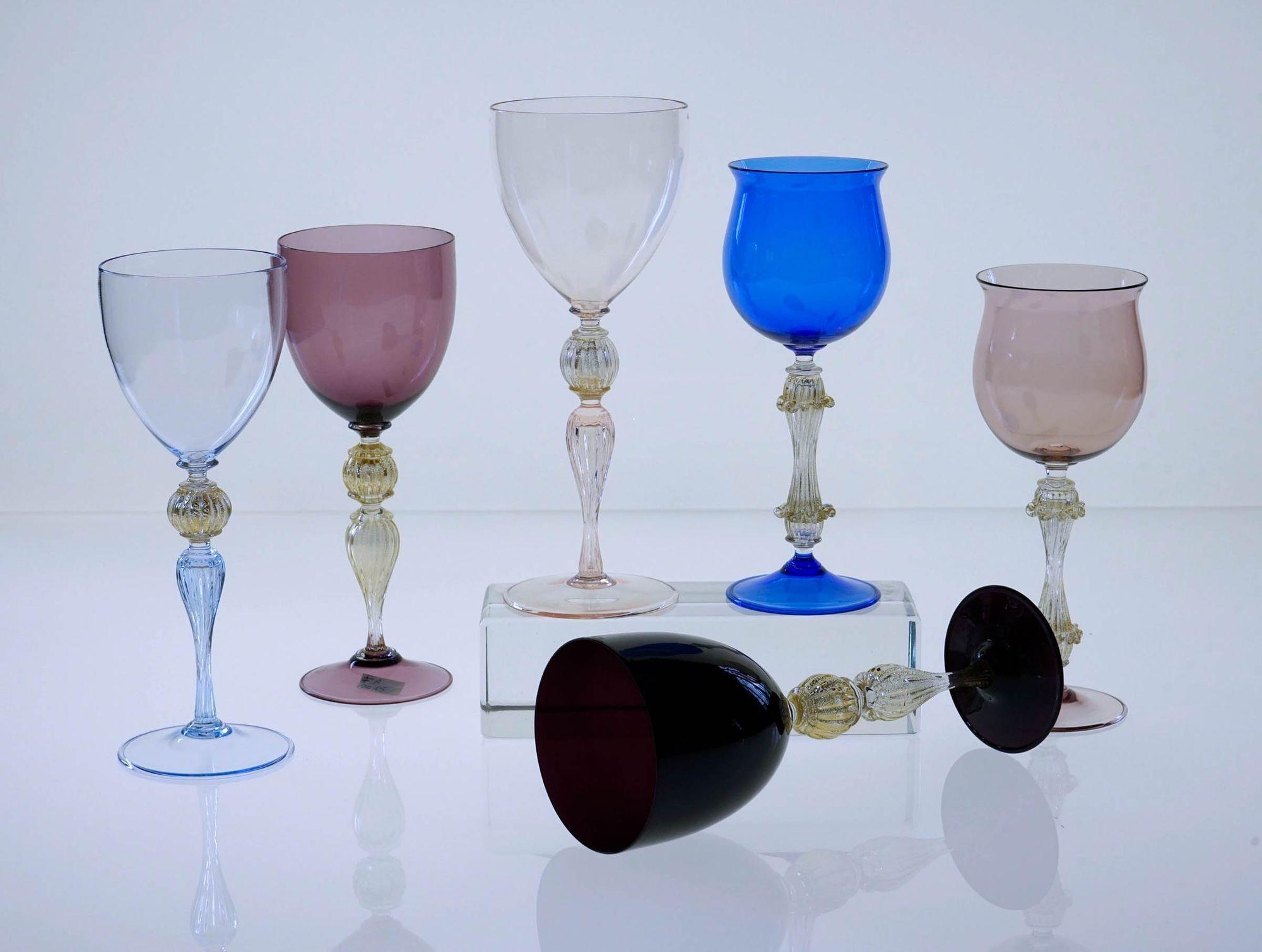 Eclectic Set of 6 Cenedese Wine Glass, Each in Different Design. Collector. 5