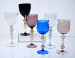 Eklektisches Set aus 6 Cenedese-Weinglas-Sets, je in unterschiedlichem Design. Collector.